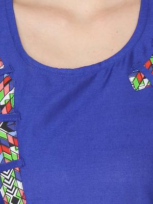 blue viscose aline kurta - 13447860 - Standard Image - 4
