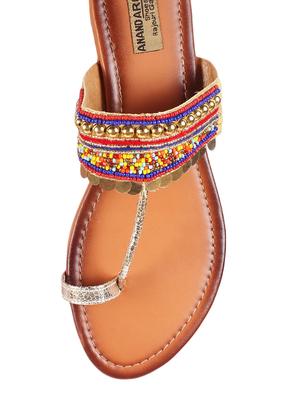 multi colored one toe kolhapuri - 13448254 - Standard Image - 4