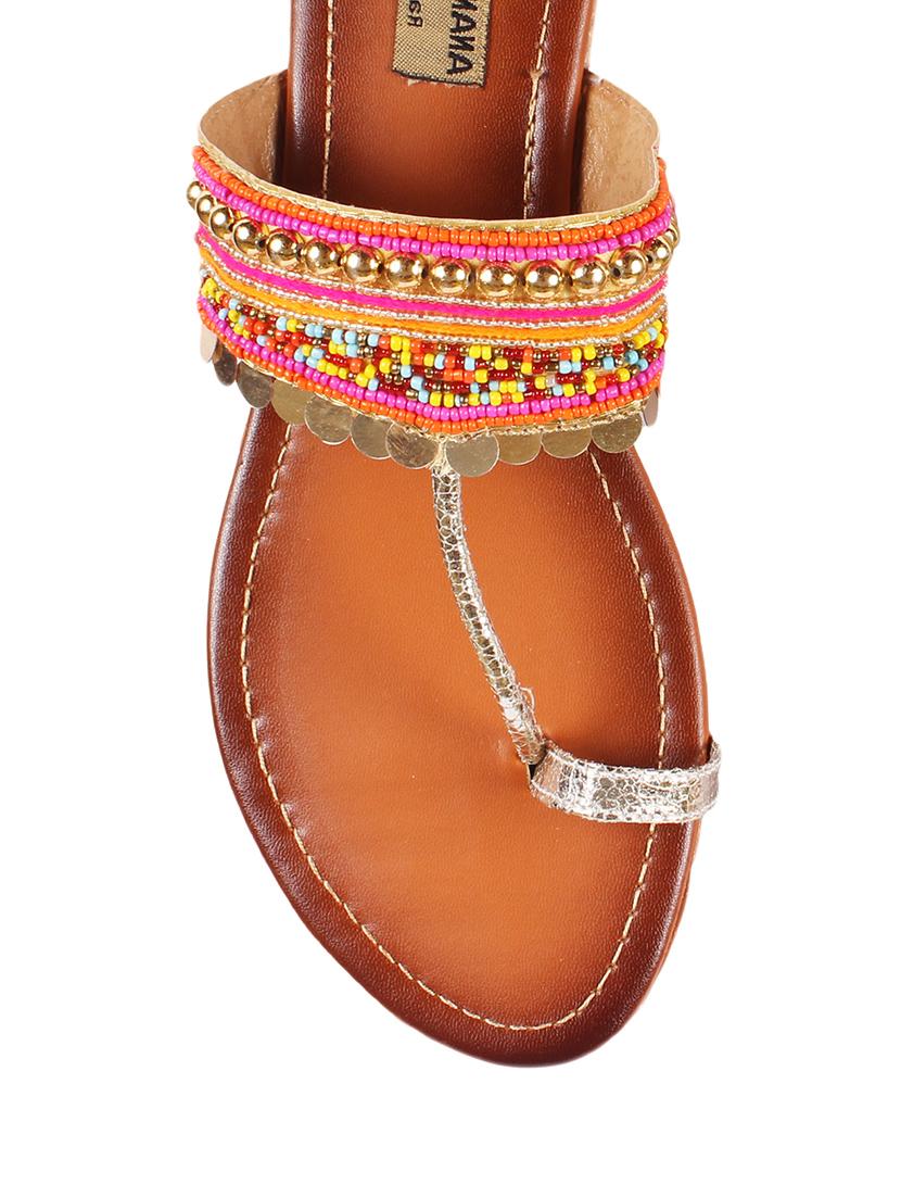 pink faux leather one toe kolhapuris - 13448266 - Zoom Image - 4
