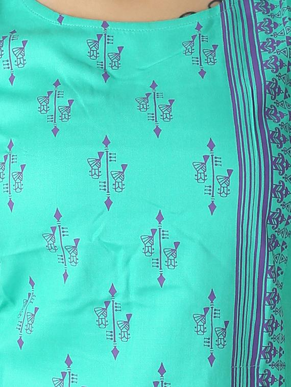 sky blue rayon printed straight kurta - 13463687 - Zoom Image - 4