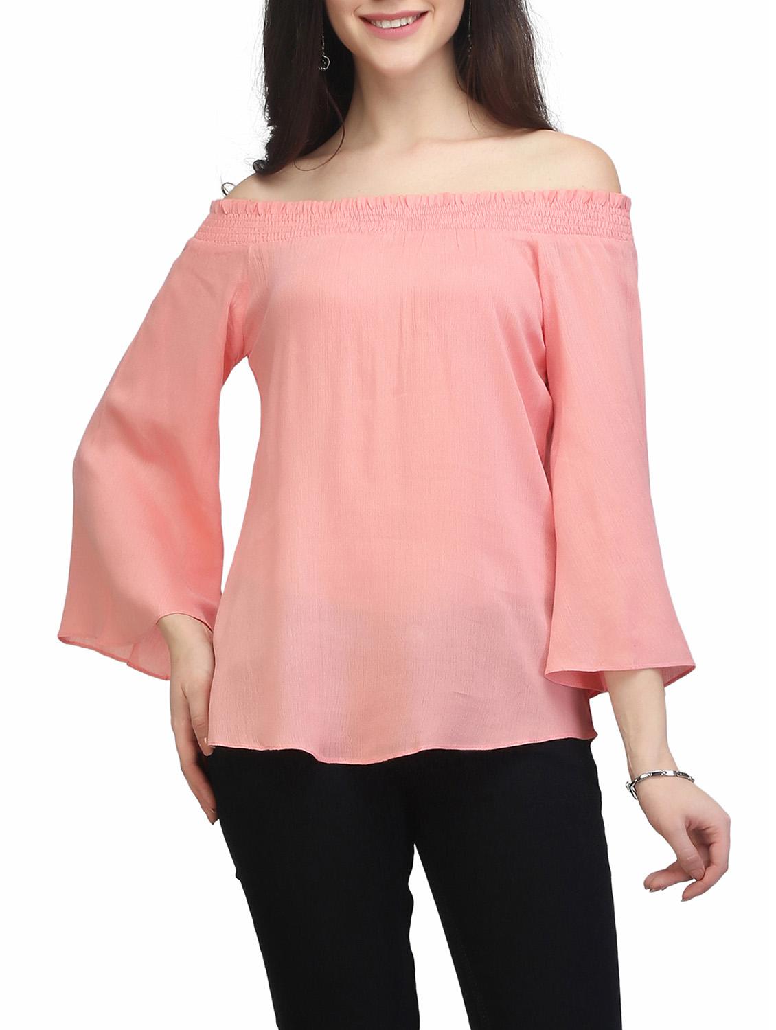 off shoulder bell sleeved top - 13464054 - Zoom Image - 4
