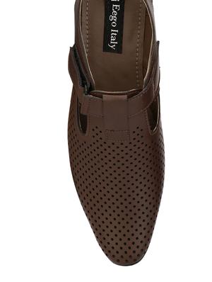 brown leather slip on sandal - 13473950 - Standard Image - 4