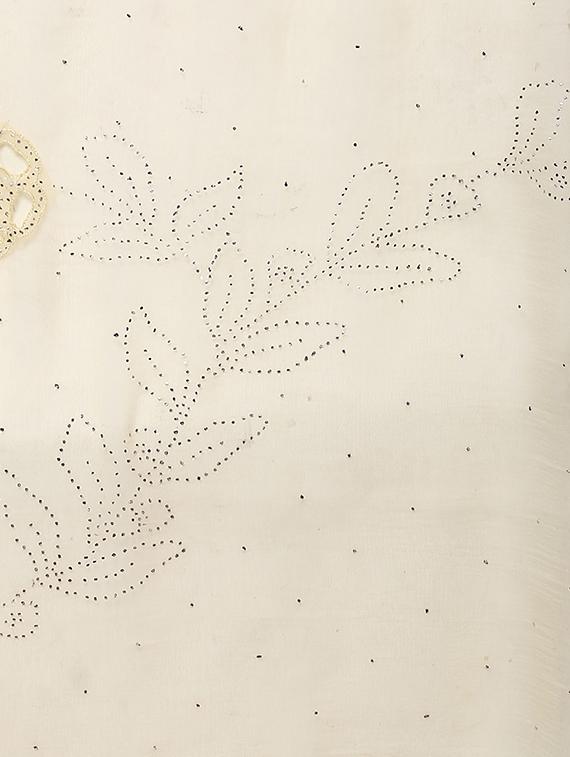 beige chiffon embroidered saree with blouse - 13479685 - Zoom Image - 4