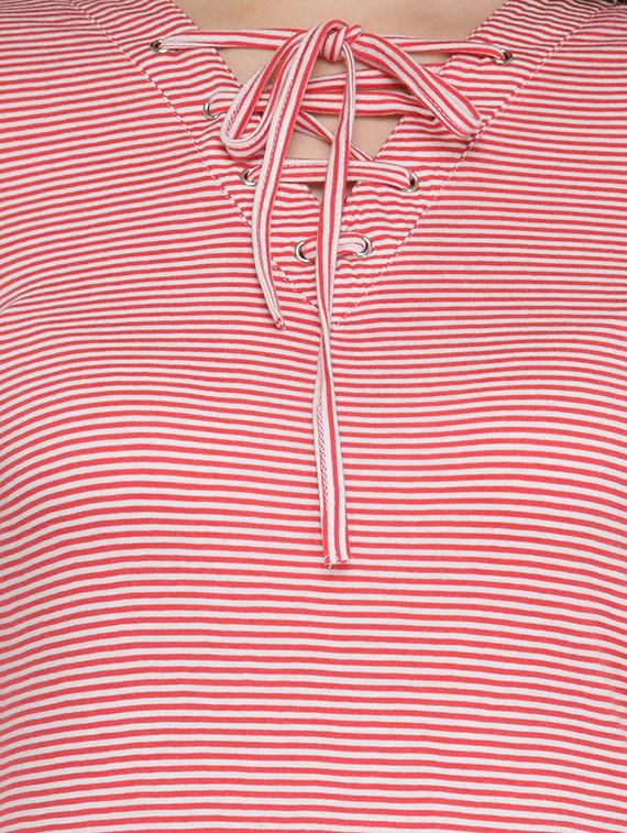 tie up neck striped top - 13480102 - Zoom Image - 4