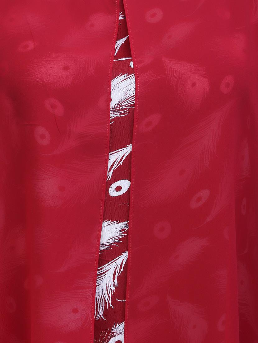 maroon rayon straight kurta - 13480118 - Zoom Image - 4