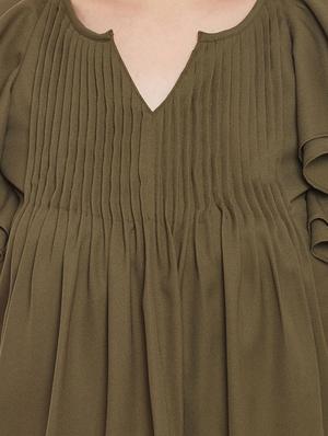 pin tucks detail ruffle sleeved top - 13480453 - Standard Image - 4