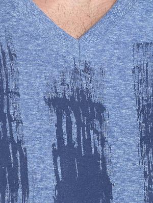 blue cotton front print t-shirt - 13482144 - Standard Image - 4