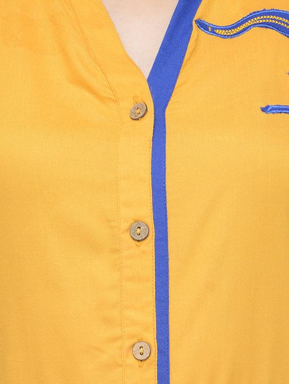 shirt collar embroidered kurta - 13549937 - Zoom Image - 4