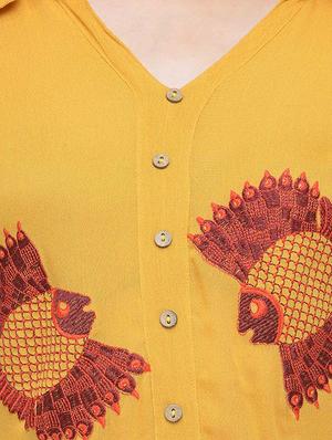 shirt collar embroidered kurta - 13549947 - Standard Image - 4