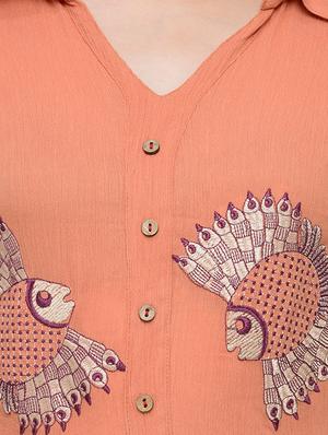 high slit embroidered kurta - 13549948 - Standard Image - 4