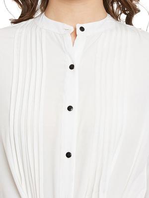 solid white crepe shirt - 13574923 - Standard Image - 4