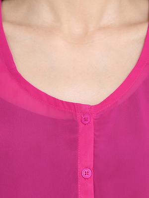 pink georgette cold shoulder shirt - 13601688 - Standard Image - 4