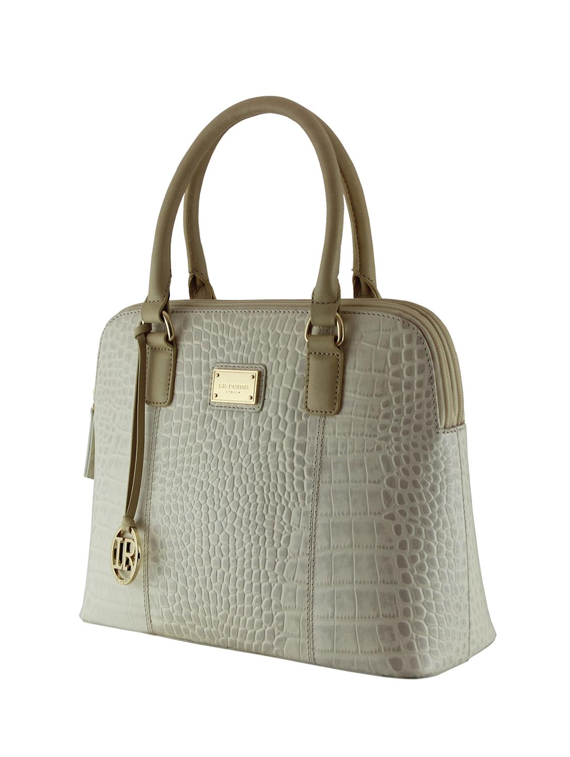 beige leather structured handbag - 13650326 - Zoom Image - 4