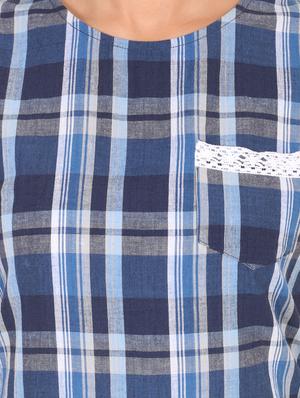 lace detail checkered top with shorts set - 13656605 - Standard Image - 4