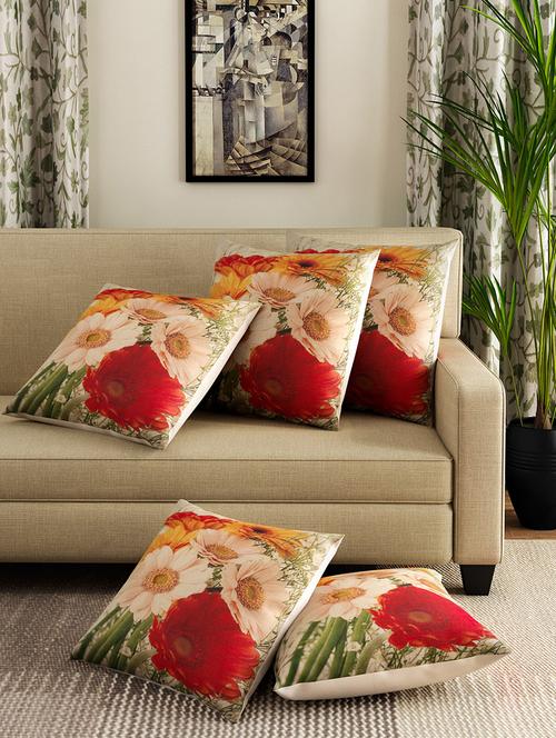 Romee Set Of 5 Polyester Floral Printed Cushion Cover - 13665689 - Standard Image - 1