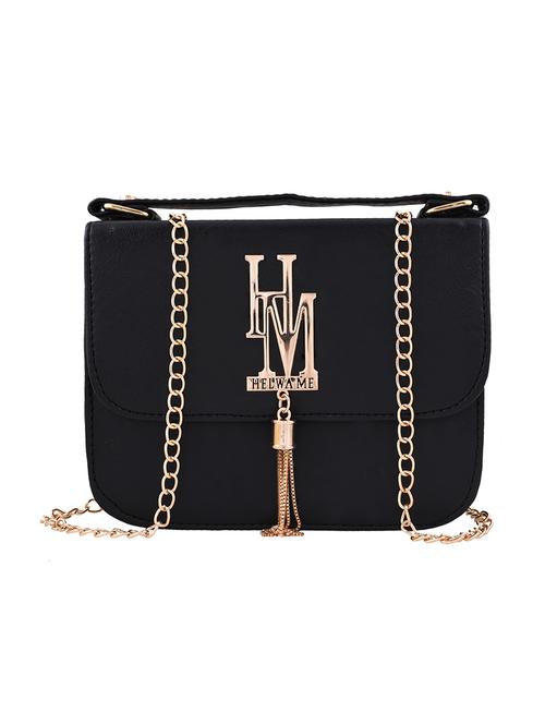 black leatherette structured sling bag - 13675893 - Standard Image - 1