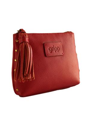 solid red leather handcrafted clutch - 13678532 - Standard Image - 4