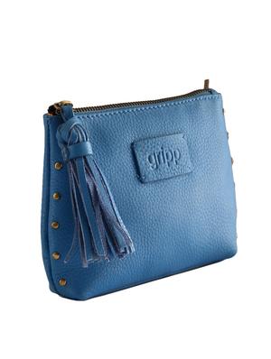 solid blue leather handcrafted clutch - 13678533 - Standard Image - 4