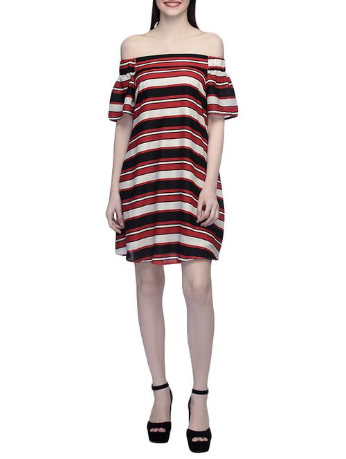 multicolored striped off shoulder dress - 13698664 - Very Small Image - 1