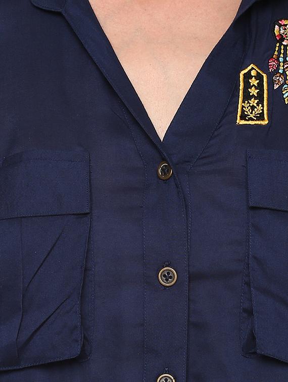 blue viscose regular shirt - 13710312 - Zoom Image - 4