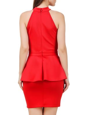 choker neck peplum dress - 13720129 - Standard Image - 4