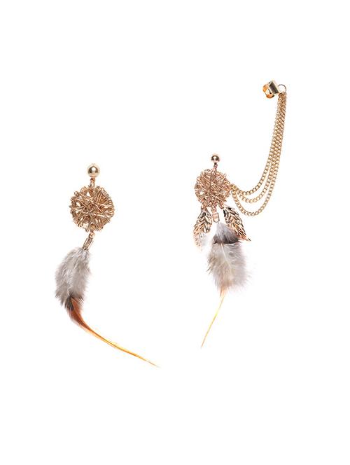 gold metal drop earring - 13722844 - Very Small Image - 1