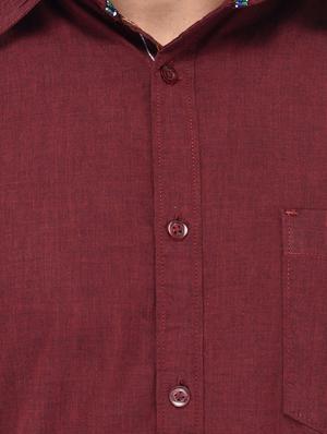 red cotton casual shirt - 13733523 - Standard Image - 4