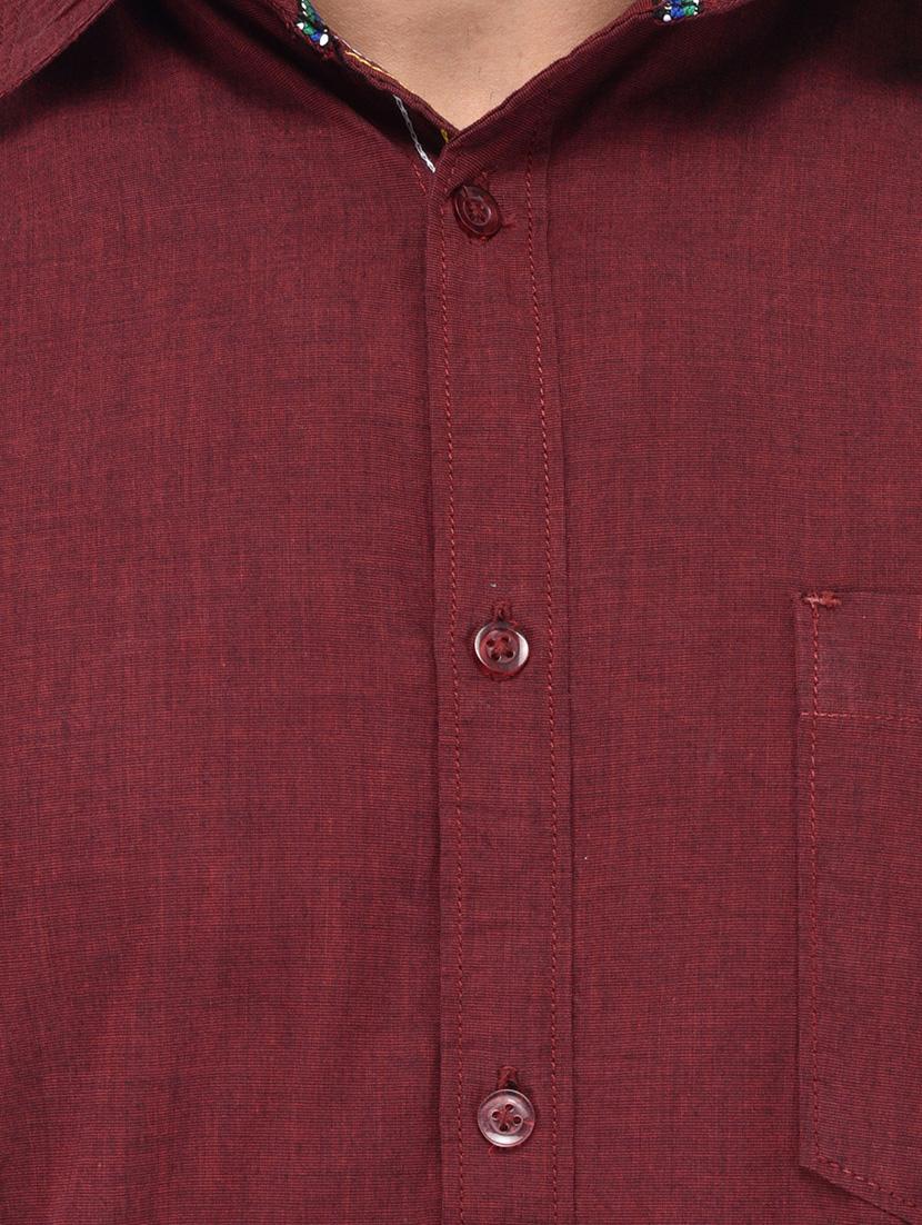 red cotton casual shirt - 13733523 - Zoom Image - 4