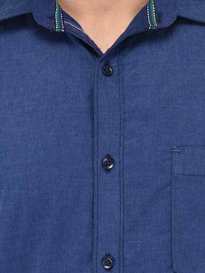 navy blue cotton casual shirt - 13733524 - Standard Image - 4