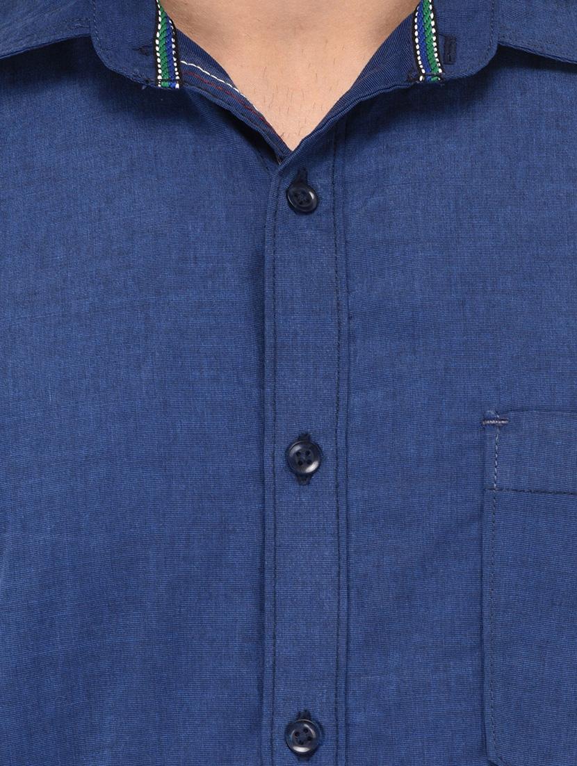 navy blue cotton casual shirt - 13733524 - Zoom Image - 4