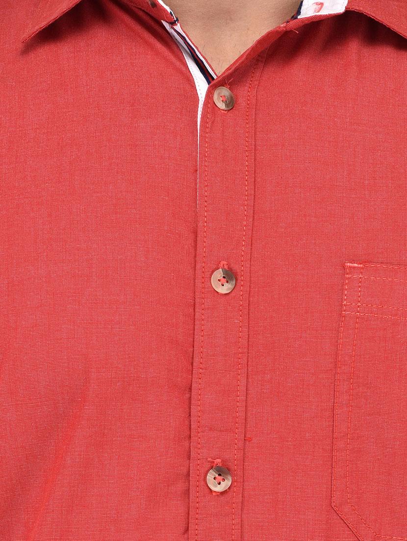red cotton casual shirt - 13733526 - Zoom Image - 4