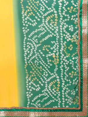 Yellow Georgette Printed Bandhani Saree with blouse - 13744582 - Standard Image - 4