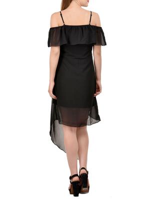 cold shoulder asymmetric dress with belted - 13746584 - Standard Image - 4