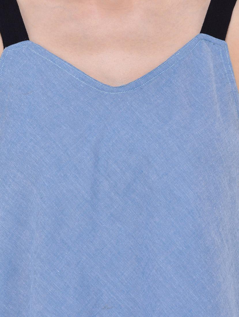 blue poly crepe top - 13747492 - Zoom Image - 4