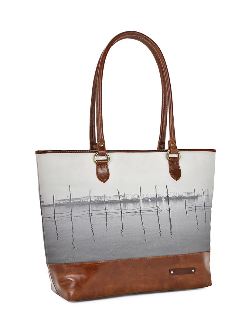 grey canvas printed tote - 13748078 - Zoom Image - 4