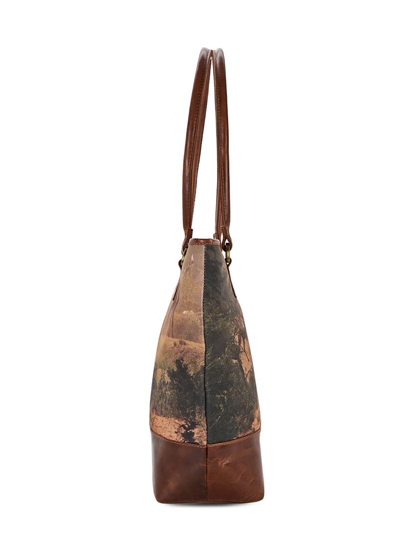 brown canvas printed tote - 13748079 - Zoom Image - 4