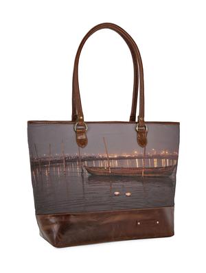 brown canvas printed tote - 13748081 - Standard Image - 4