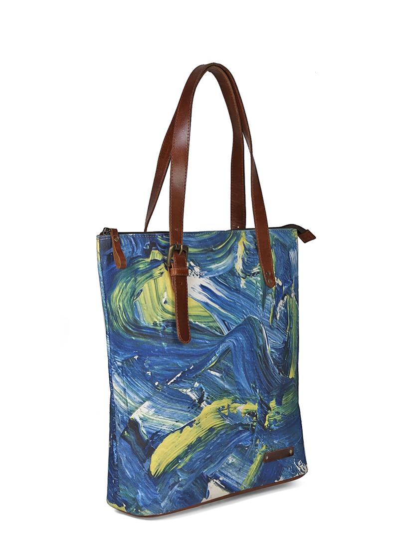 blue canvas printed tote - 13748085 - Zoom Image - 4