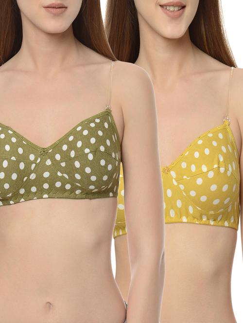 set of 2 multicolored polka dots printed nylon bras - 13748435 - Standard Image - 1