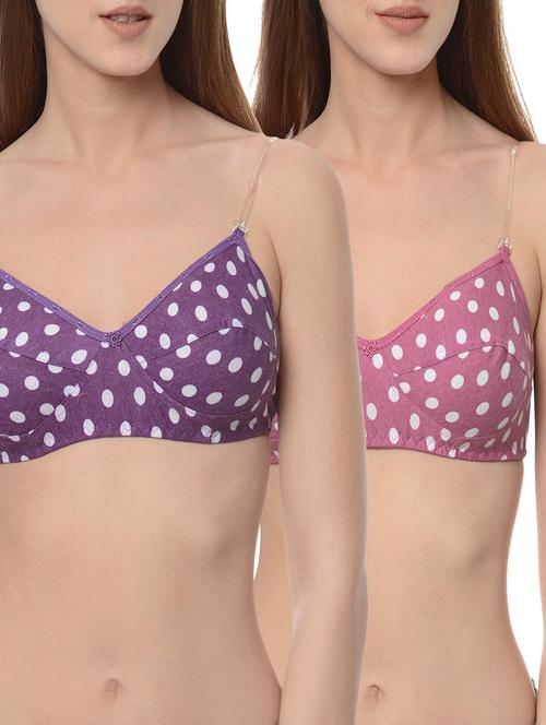 set of 2 multicolored polka dots printed nylon bras - 13748438 - Standard Image - 1