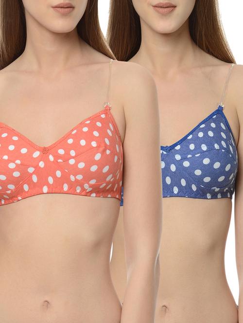 set of 2 multicolored polka dots printed nylon bras - 13748445 - Standard Image - 1
