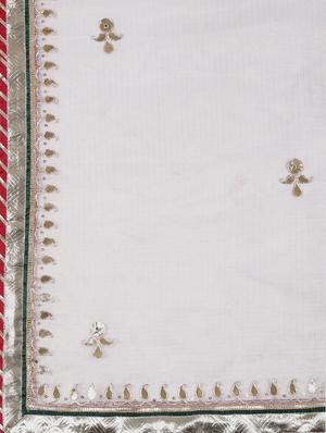 beige cotton blend gota patti saree with blouse - 13750901 - Standard Image - 4