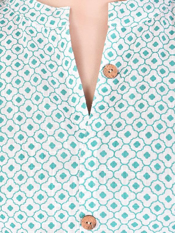 white cotton printed straight kurta - 13755254 - Zoom Image - 4