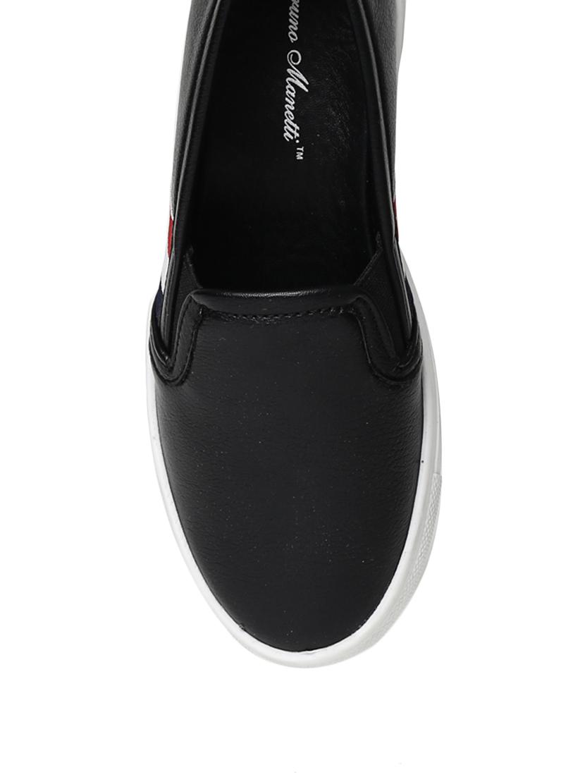 black faux leather plimsolls casual shoes - 13769827 - Zoom Image - 4