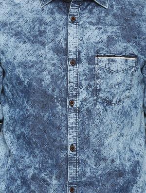 blue denim casual shirt - 13773377 - Standard Image - 4