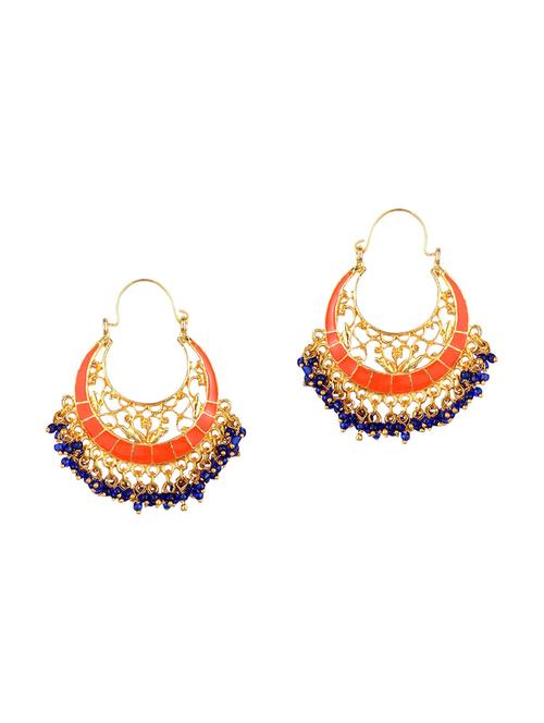 orange metal chandbali earrings - 13806264 - Standard Image - 1