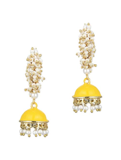 yellow metal jhumka earrings - 13806508 - Standard Image - 1