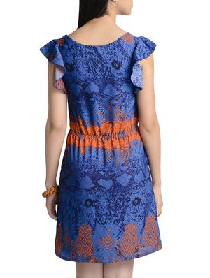 blue printed blouson dress - 13833785 - Standard Image - 4