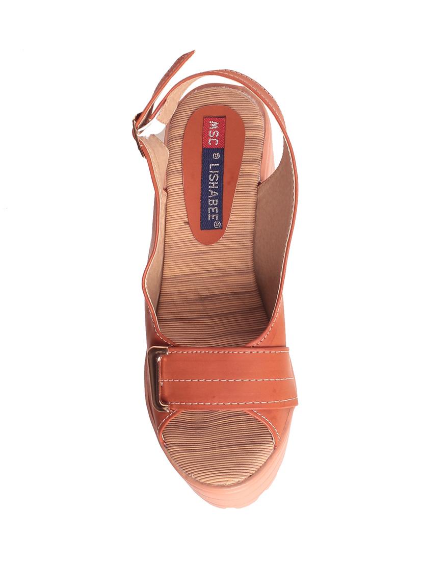 tan faux leather platforms sandals - 13855187 - Zoom Image - 4