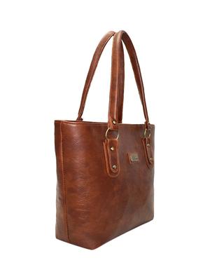 brown leatherette regular handbag - 13861400 - Standard Image - 4